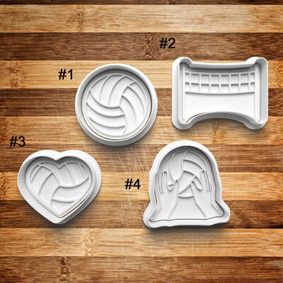 Volleyball Cookie Cutter | Cookie Stamp | Cookie Embosser | Cookie Fondant | Clay Stamp | Clay Earring Cutter | 3D Printed | Volleyball Net - image1